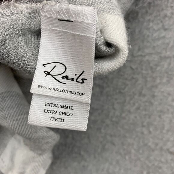 Rails Button Shirt Women XS Sleeveless Gray White Plaid Rayon Flannel Pockets - Picture 9 of 12